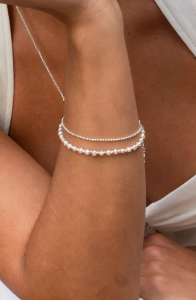 Dower & Hall White Freshwater Timeless Pearl Bracelet In Silver