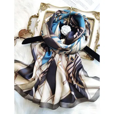 Silksilky Long Silk Scarf In Blue