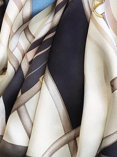 Silksilky Long Silk Scarf In Blue