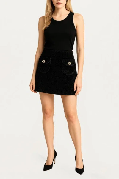 Nocturne Textured Velvet Mini Skirt In Black