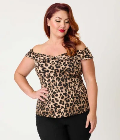 Unique Vintage Plus Size 1950s Maraschino Top In Brown