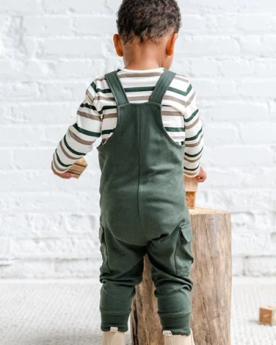 Colored Organics Organic Layall Cargo Overalls In Green