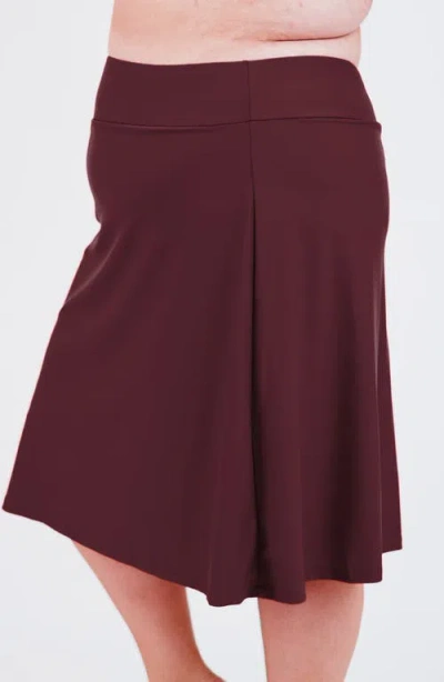 Calypsa Plus Size Long Swim Skort With Capri Leggings In Burgundy