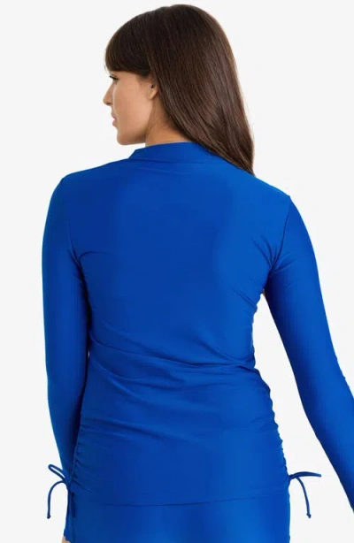 Calypsa Half-zip Nora Swim Top In Blue