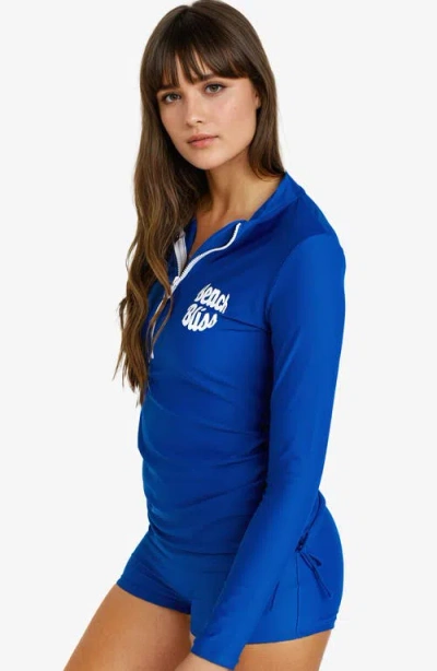 Calypsa Half-zip Nora Swim Top In Blue
