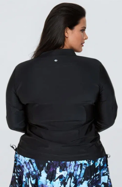 Calypsa Plus Size Half-zip Nora Swim Top In Multi