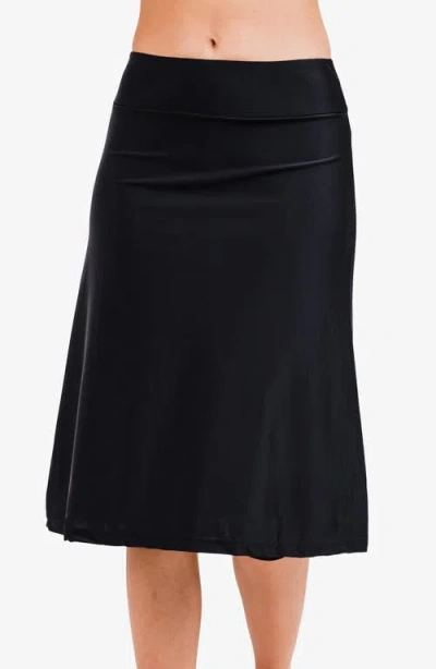 Calypsa Long Swim Skort With Capri Leggings In Black