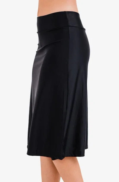 Calypsa Long Swim Skort With Capri Leggings In Black