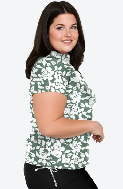 Calypsa Plus Size Half-zip Adele Swim Top In Green