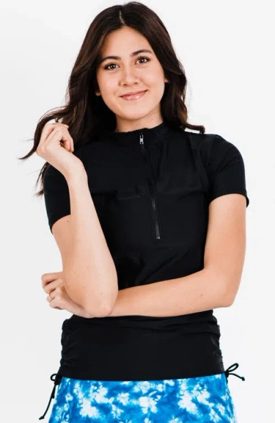 Calypsa Half-zip Adele Swim Top In Black