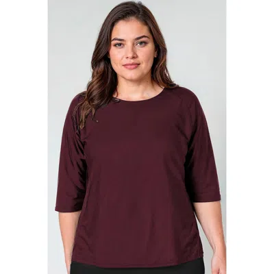 Calypsa Plus Size Loose Fit Margaux Swim Top In Burgundy