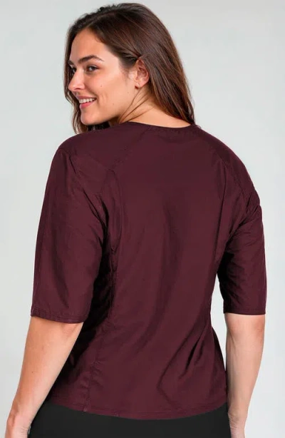 Calypsa Plus Size Loose Fit Margaux Swim Top In Burgundy