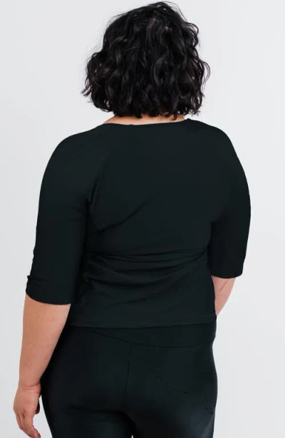 Calypsa Plus Size Loose Fit Margaux Swim Top In Black