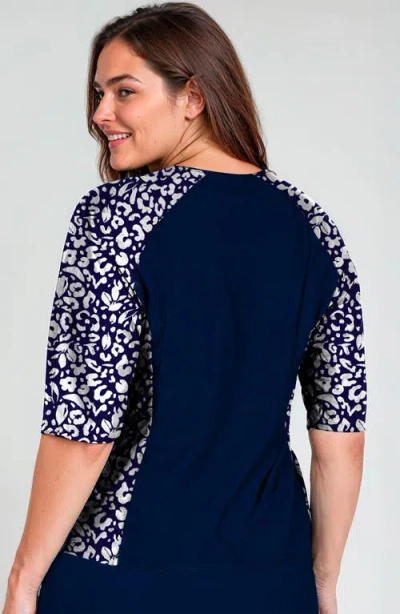 Calypsa Plus Size Loose Fit Margaux Swim Top In Blue