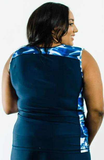 Calypsa Plus Size Loose Fit Maya Swim Top In Blue