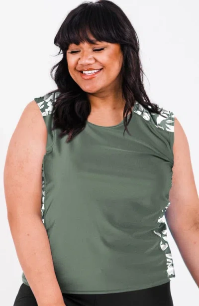Calypsa Plus Size Loose Fit Maya Swim Top In Green