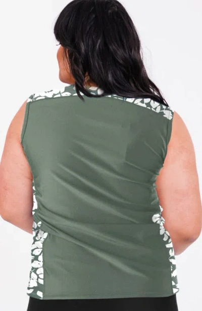 Calypsa Plus Size Loose Fit Maya Swim Top In Green
