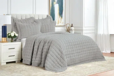 Elisabeth York 26" X 26" Danette Shale Decorative Bedding Premium Cotton Square Euro Sham In Gray