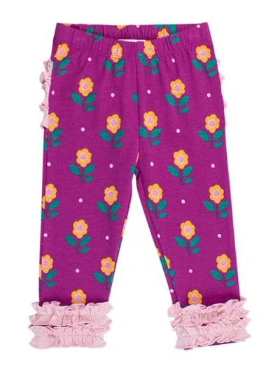 Rufflebutts Baby Girls Ruffle Leggings With Signature Rear Ruffles In Purple