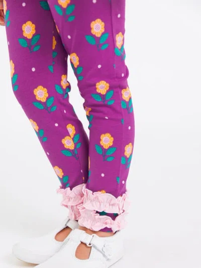 Rufflebutts Baby Girls Ruffle Leggings With Signature Rear Ruffles In Purple