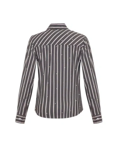 Theo The Label Echo Mix Stripe Pearly Shirt In Gray
