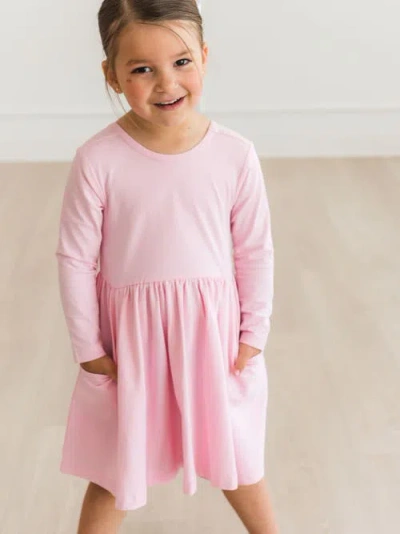 Rufflebutts Knit Long Sleeve Twirl Dress (little Kid)) In Pink