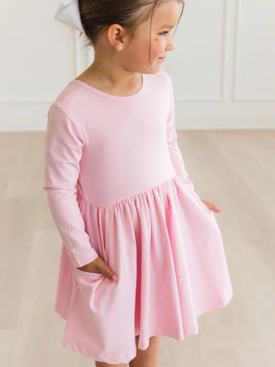 Rufflebutts Knit Long Sleeve Twirl Dress (little Kid)) In Pink