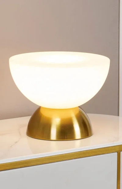 Brightech Lamina 5" Double Dome Dimmable Led Table Lamp With Gold Brass Accent In Multi