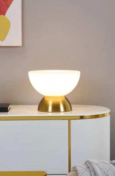 Brightech Lamina 5" Double Dome Dimmable Led Table Lamp With Gold Brass Accent In Multi