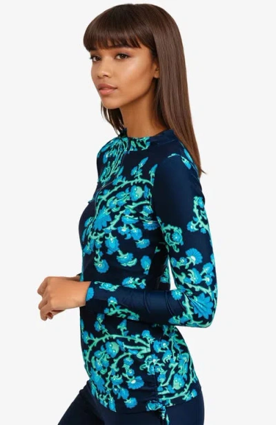 Calypsa Half-zip Nora Swim Top In Blue