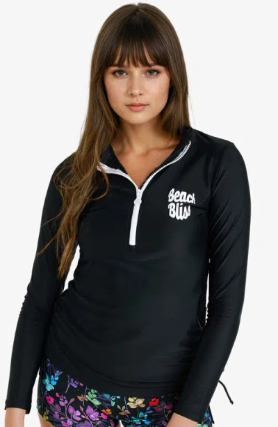 Calypsa Half-zip Nora Swim Top In Black