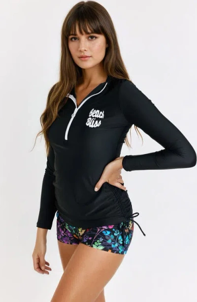 Calypsa Half-zip Nora Swim Top In Black
