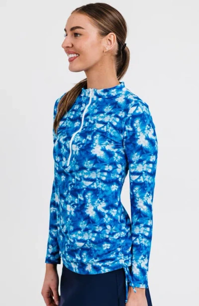 Calypsa Half-zip Nora Swim Top In Blue