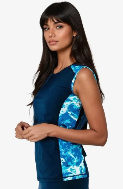 Calypsa Loose Fit Maya Swim Top In Blue