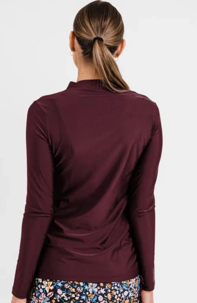 Calypsa Half-zip Nora Swim Top In Brown