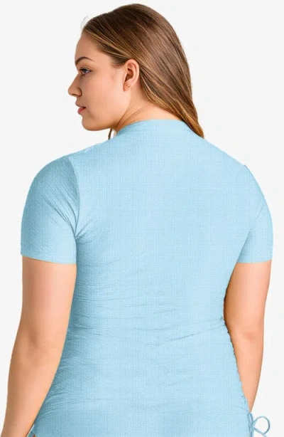 Calypsa Plus Size Half-zip Adele Swim Top In Blue