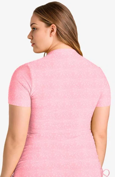 Calypsa Plus Size Half-zip Adele Swim Top In Pink