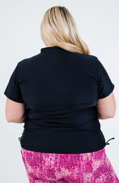 Calypsa Plus Size Half-zip Adele Swim Top In Black