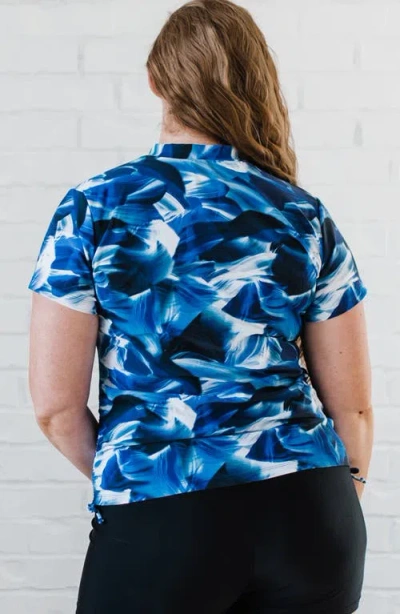 Calypsa Plus Size Half-zip Adele Swim Top In Burgundy