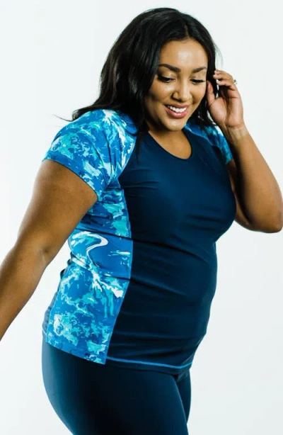 Calypsa Plus Size Loose Fit Adele Swim Top In Blue
