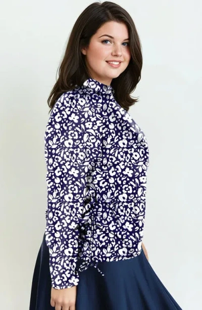 Calypsa Plus Size Half-zip Nora Swim Top In Burgundy