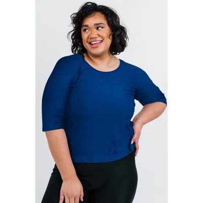Calypsa Plus Size Loose Fit Margaux Swim Top In Blue