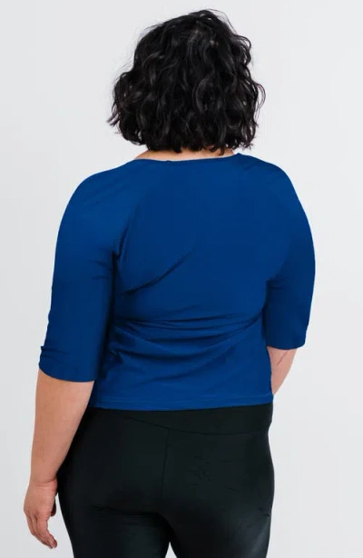 Calypsa Plus Size Loose Fit Margaux Swim Top In Blue