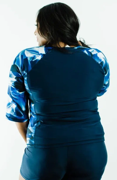 Calypsa Plus Size Loose Fit Margaux Swim Top In Blue