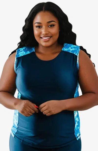 Calypsa Plus Size Loose Fit Maya Swim Top In Multi