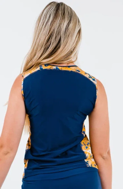 Calypsa Plus Size Loose Fit Maya Swim Top In Blue