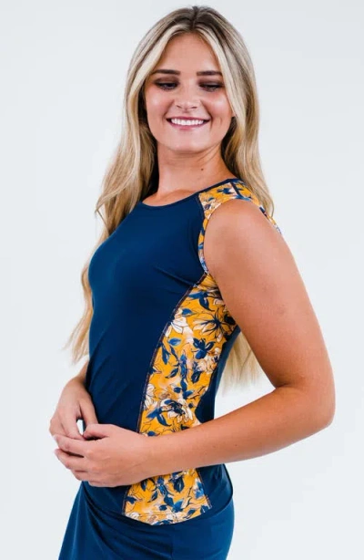 Calypsa Plus Size Loose Fit Maya Swim Top In Blue