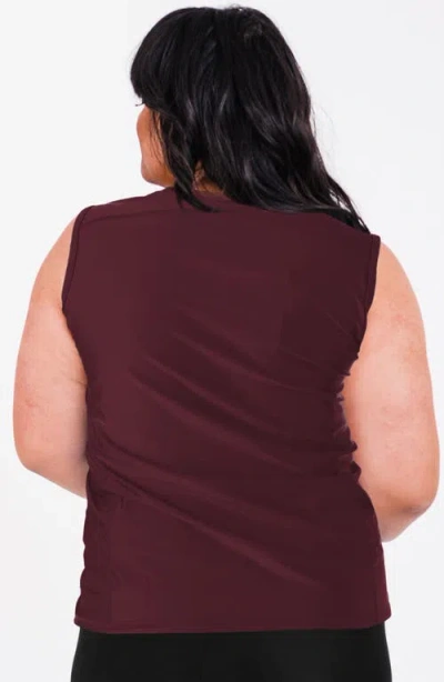 Calypsa Plus Size Loose Fit Maya Swim Top In Brown