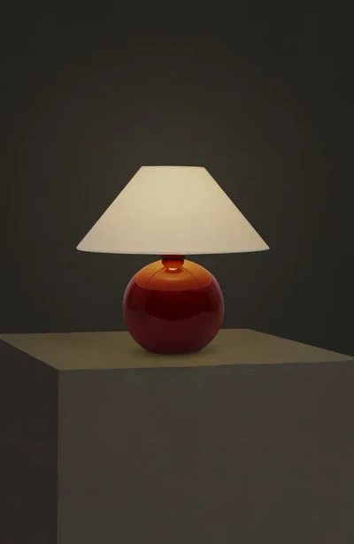 Brightech Fiona 11" Round Ceramic Coastal Led Bedside Table Lamp With Classic Empire Shade In Multi