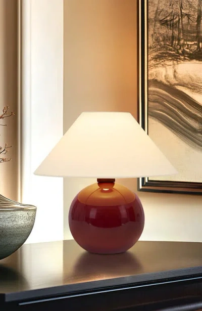 Brightech Fiona 11" Round Ceramic Coastal Led Bedside Table Lamp With Classic Empire Shade In Multi